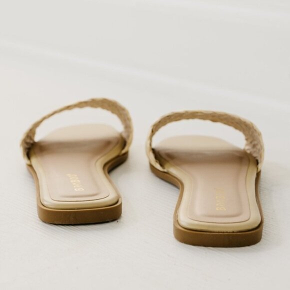 Bamboo The Sunhat Raffia Woven Straw Slide Slip On Nude Natural Sandal - Picture 4 of 8